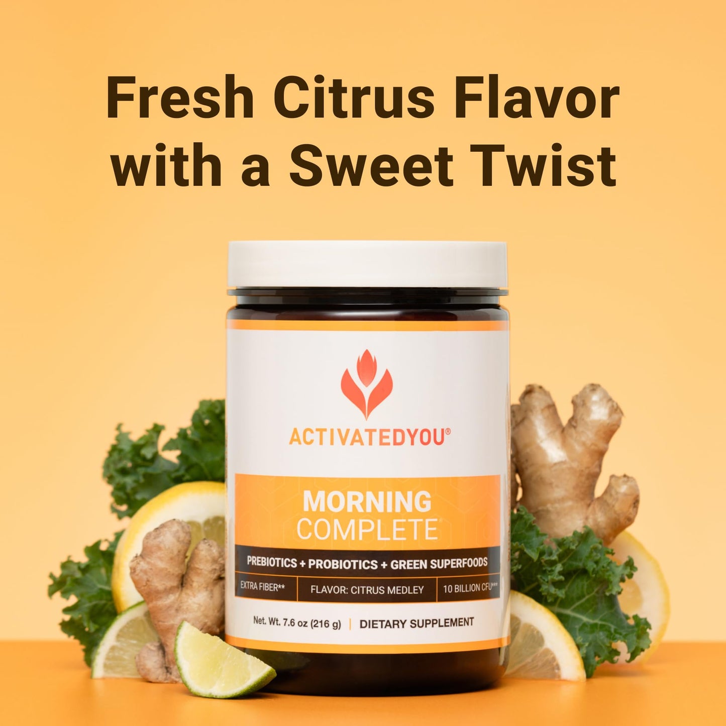 ACTIVATEDYOU Morning Complete Daily Wellness Greens Superfood Drink Mix for Gut Health w/Prebiotics, Probiotics, Antioxidants, Green Superfoods