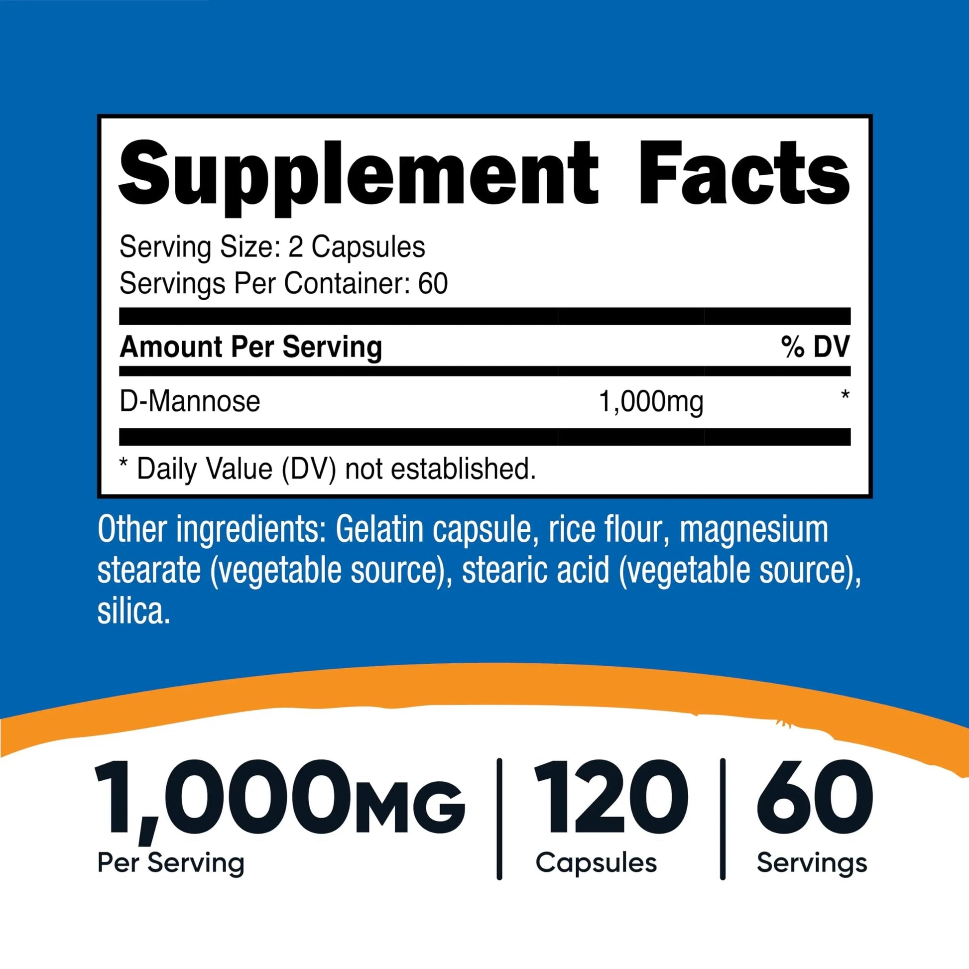 Nutricost D-Mannose 1000mg Per Serving, 120 Capsules - 500mg Per Capsule, Urinary Tract Health, Non-GMO and Gluten Free (Pack of 2) NutricostBuy Supplements Australia