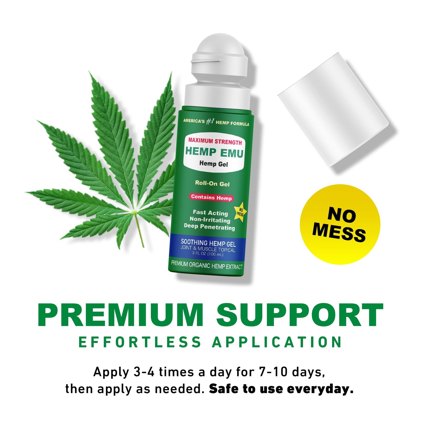 Hemp Emu - Hemp Roll On Gel - Muscle Rub for Back & Joint Discomfort - Soothing Gel with Organic Hemp Oil, Emu Oil, Menthol, Eucalyptus, Aloe Vera Hemp EmuBuy Supplements Australia