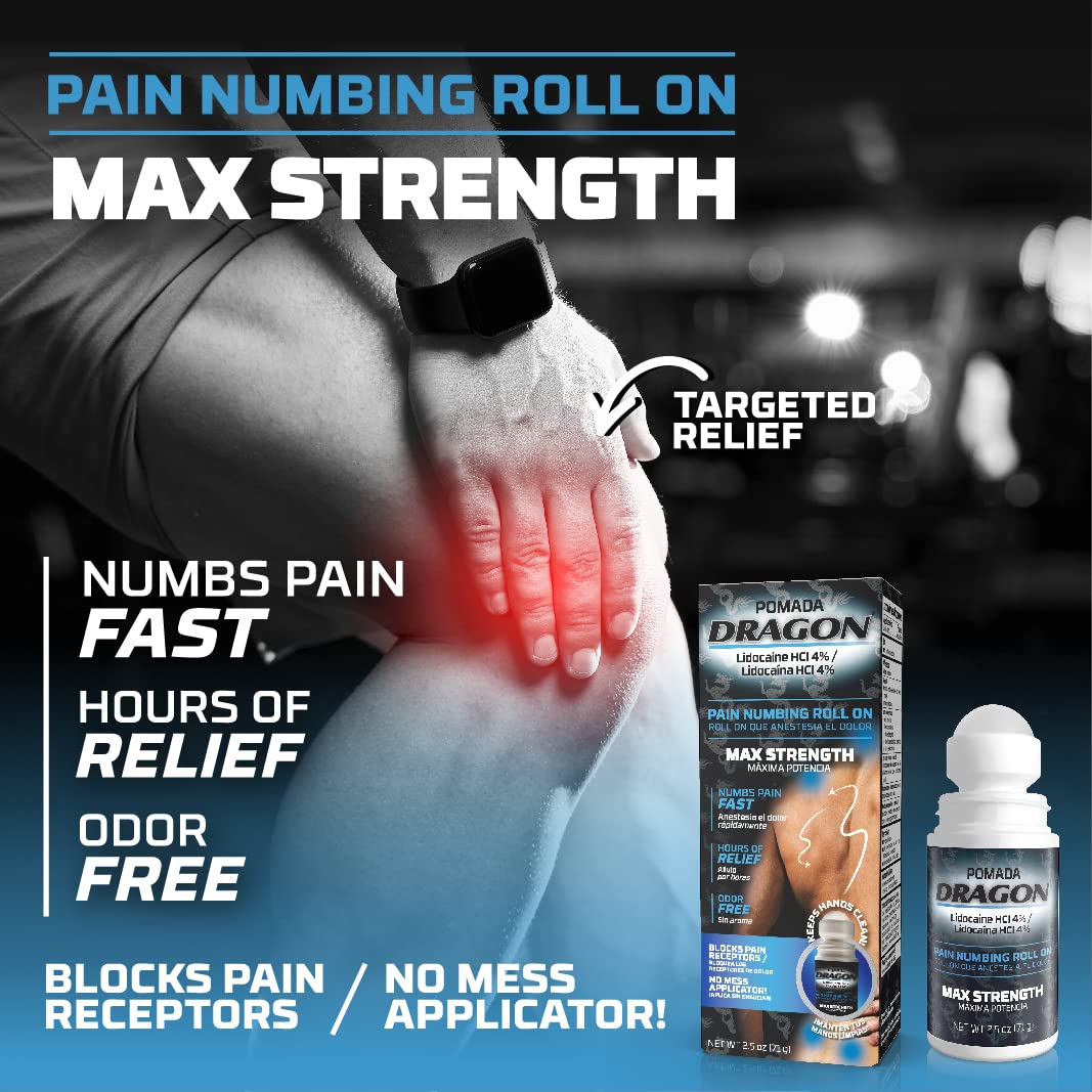 Dragon - POMADA, Maximum Strength- Pain Numbing & Long Lasting Pain Relief No Mess Applicator with Lidocaine Roll On, 2.5 oz, Pack of 3 Dragon TabsBuy Supplements Australia