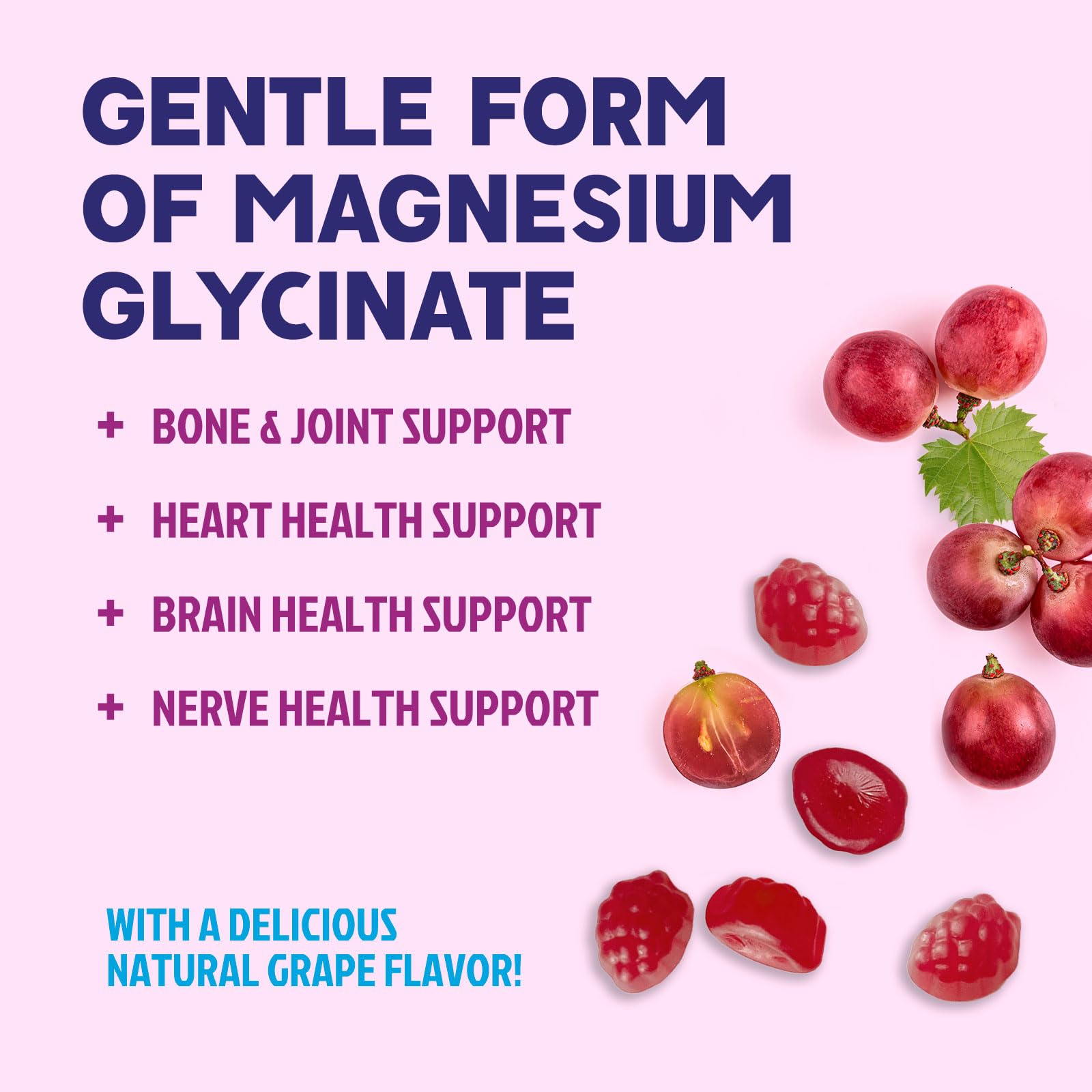 Magnesium Glycinate Gummies - Sugar Free - 100% Chelated Magnesium Gummy Supplement for Max Absorption - for Sleep Support & Heart, Muscle & Bone Health - Gentle on Stomach, Grape Flavor - 60 Gummies Nature's PeakBuy Supplements Australia