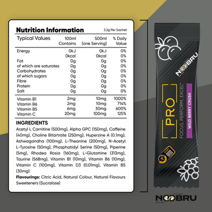 Noobru™ Pro - Brain & Nootropic Supplement for Cognitive Performance, Mental Clarity, and Focus - Precision-Formulated Drink with 17 Research-Backed Ingredients - 20 Servings NoobruBuy Supplements Australia