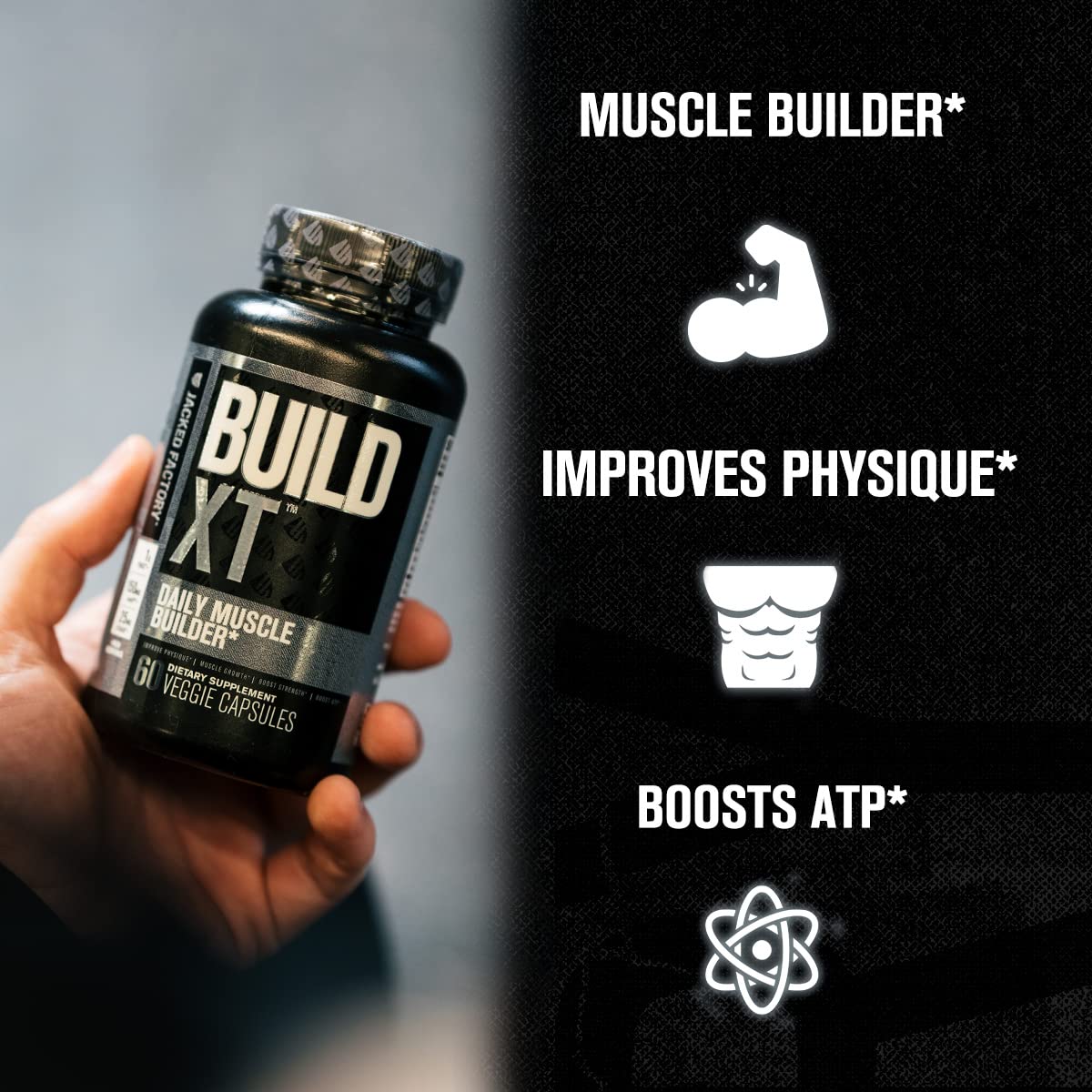 Jacked Factory N.O. XT Nitric Oxide Supplement, Growth Surge Post Workout Muscle Builder, Build XT Muscle Builder