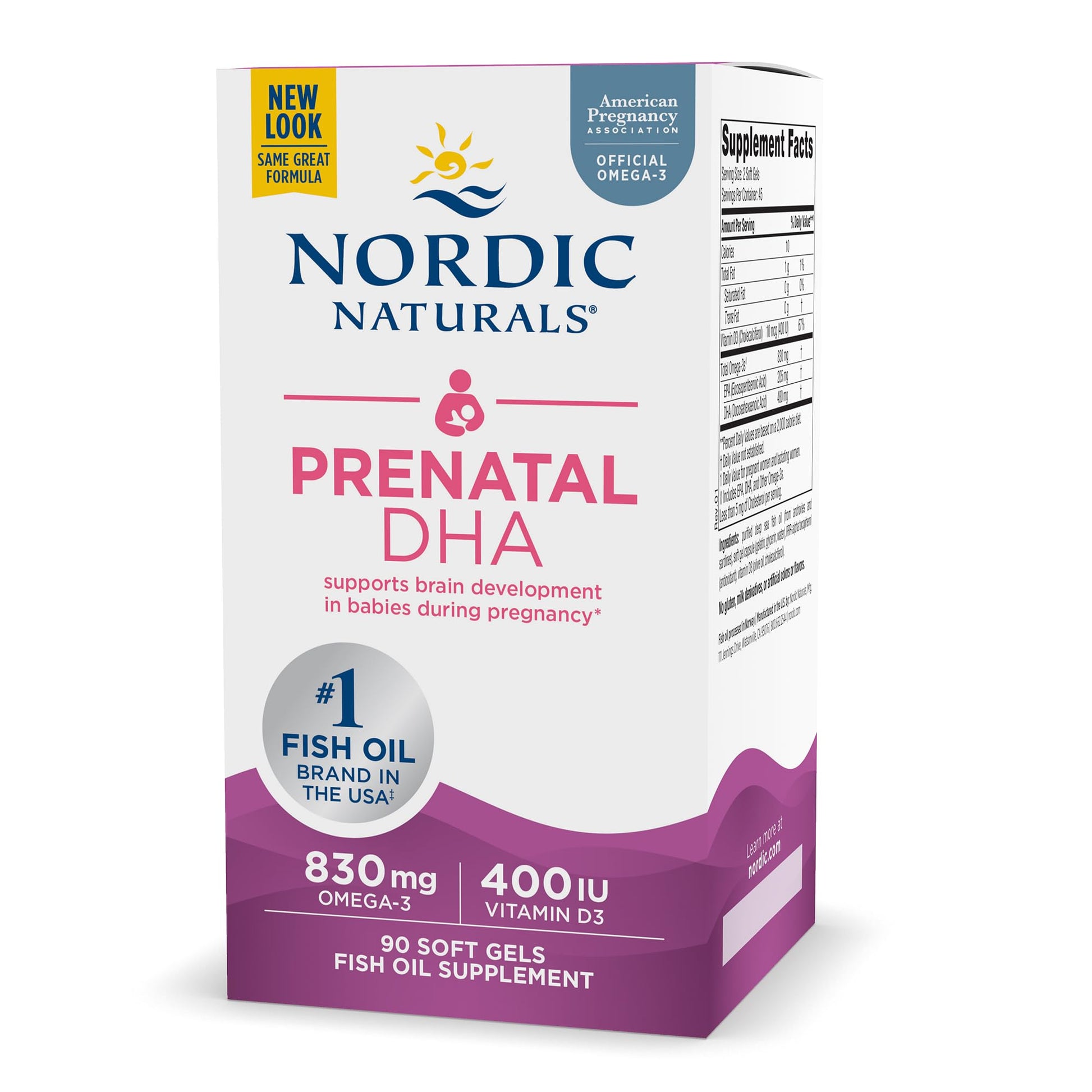 Nordic Naturals Prenatal DHA, Unflavored - 830 mg Omega-3 + 400 IU Vitamin D3 - 90 Soft Gels - Supports Brain Development in Babies During Pregnancy & Lactation - Non-GMO - 45 Servings Nordic NaturalsBuy Supplements Australia