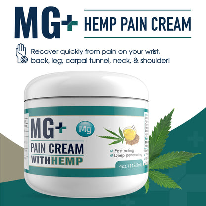 MARS WELLNESS MG+ Hemp Pain Cream (4 oz) - Maximum Strength Arnica & Magnesium Cream for Sore Legs, Joints & Muscle Cramps - Unisex Adults MARS WELLNESSBuy Supplements Australia