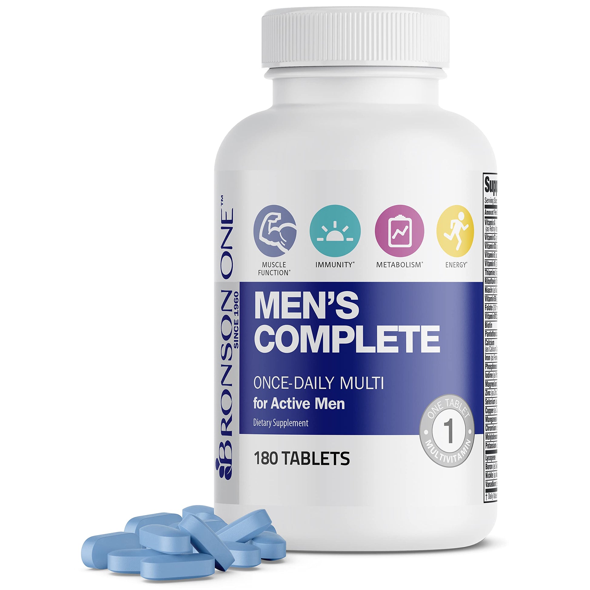 Bronson ONE Daily Men’s Complete Multivitamin Multimineral Once-Daily Multi for Active Men, 180 Tablets BronsonBuy Supplements Australia