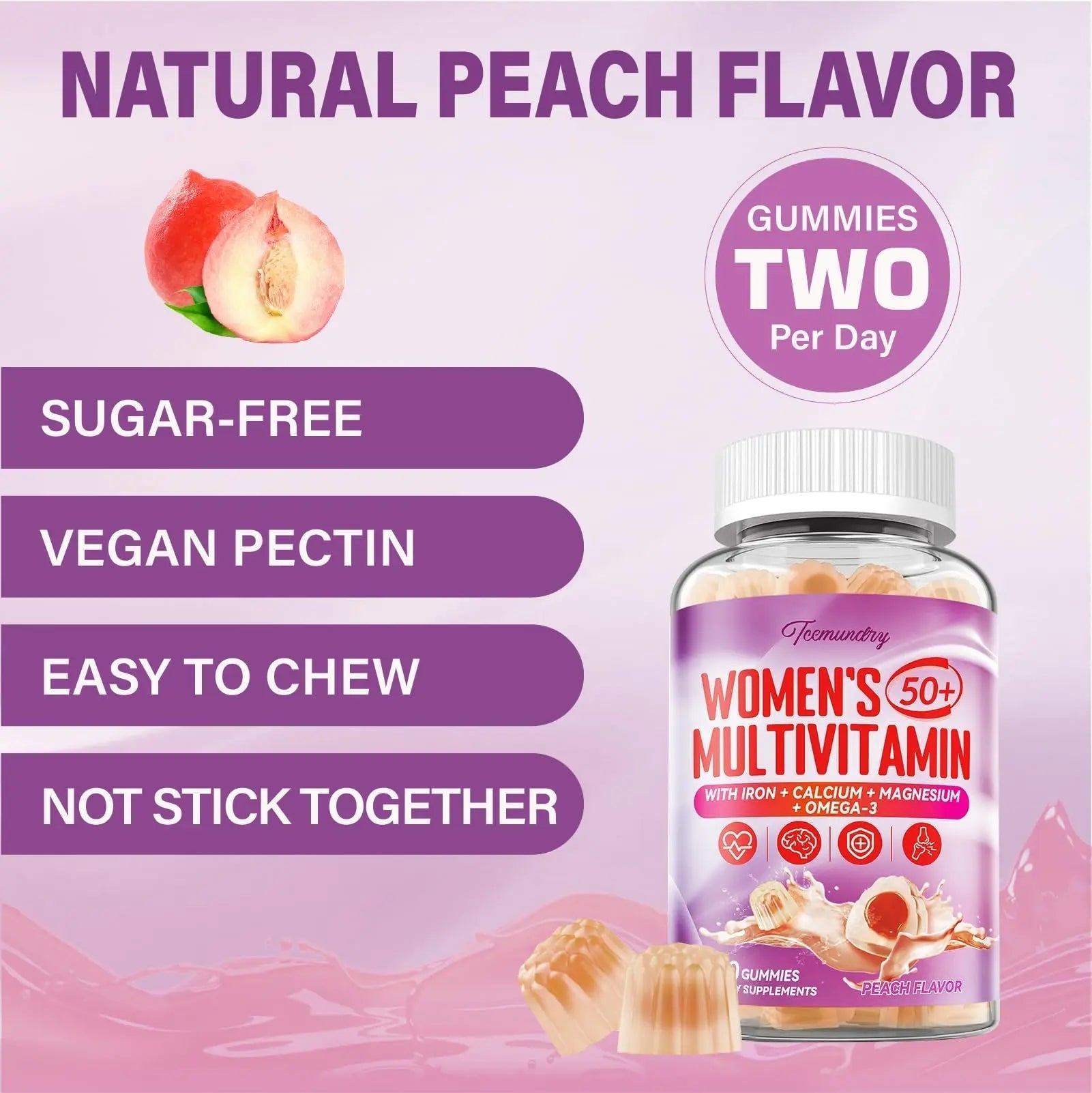 Multivitamin Gummies for Women 50 Plus - with Omega 3, Coenzyme Q10, Iron, Calcium, Zinc, Vitamin A, C, D3, E, K2, B Complex, Folate Tcemundry