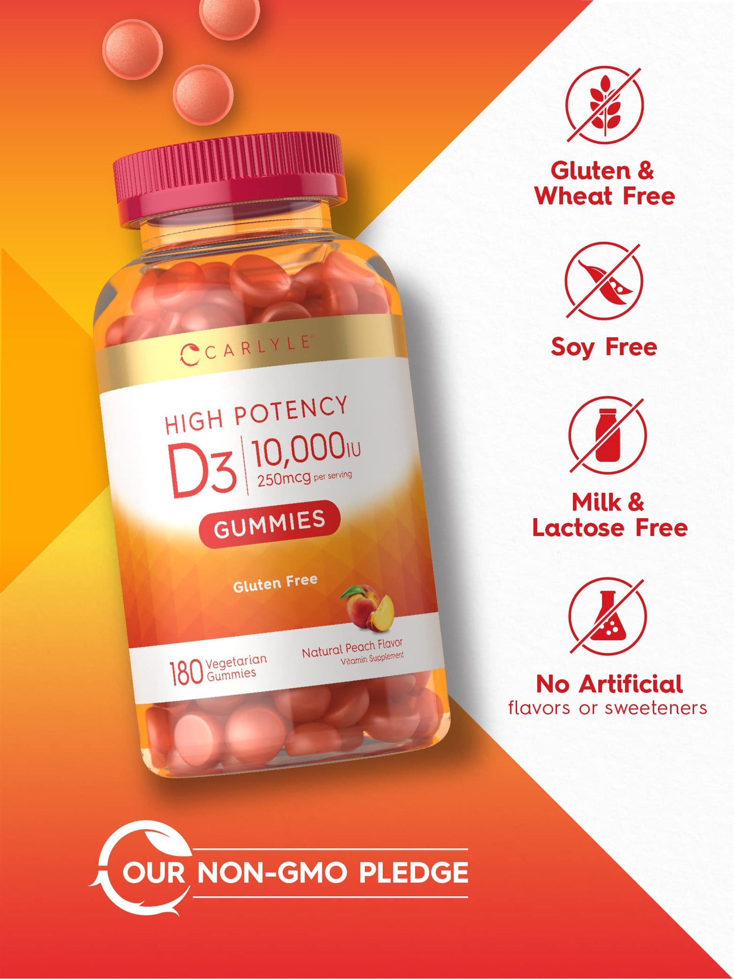 Carlyle Vitamin D3 Gummies | 10,000 iu | 180 Count | Vegetarian, Non-GMO CarlyleBuy Supplements Australia