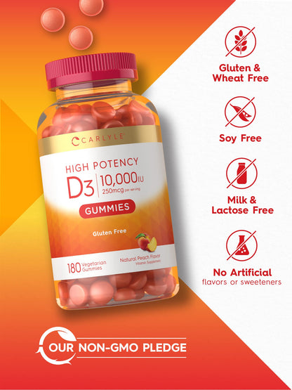 Carlyle Vitamin D3 Gummies | 10,000 iu | 180 Count | Vegetarian, Non-GMO CarlyleBuy Supplements Australia