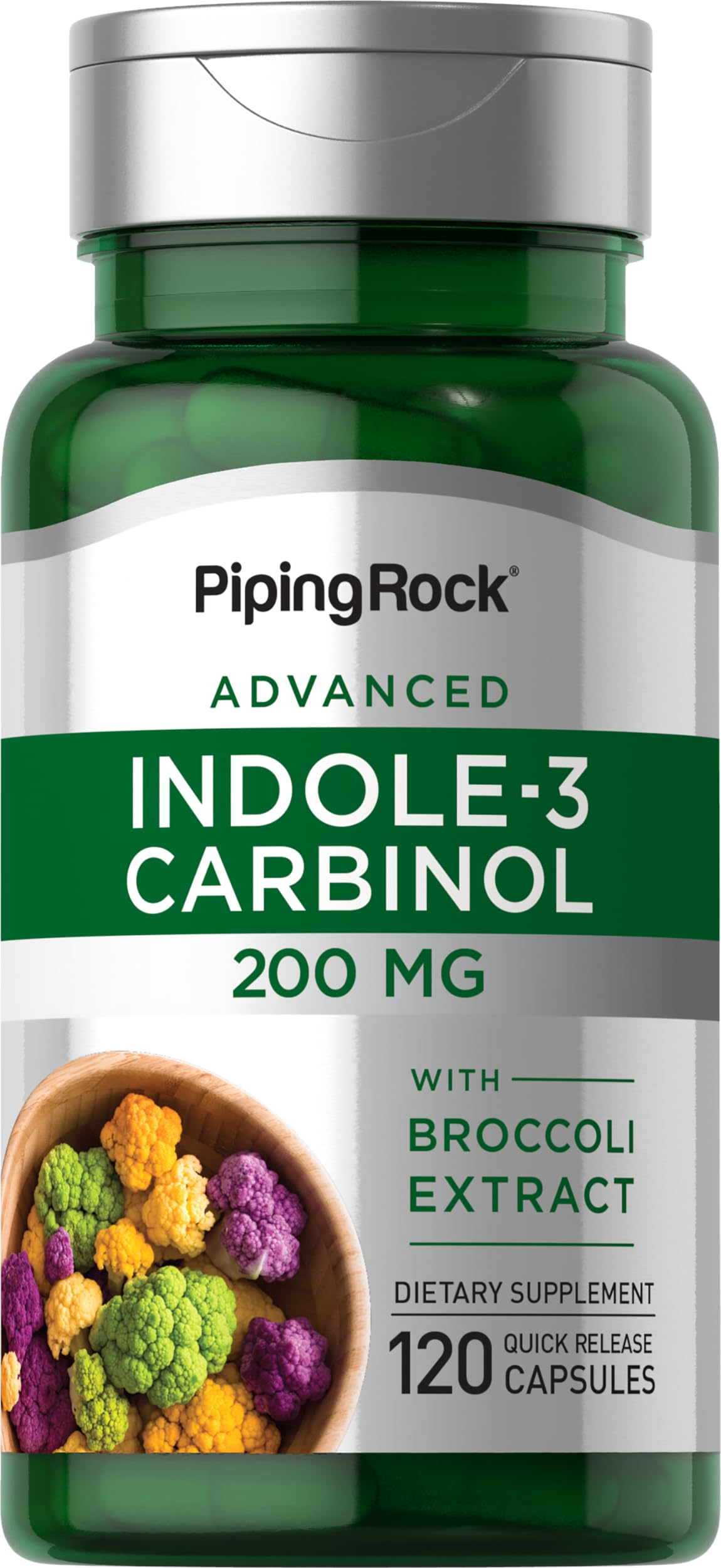 Piping Rock Indole 3 Carbinol | 200mg | 120 Capsules | I3C with Broccoli Extract | Non-GMO, Gluten Free Supplement Piping RockBuy Supplements Australia