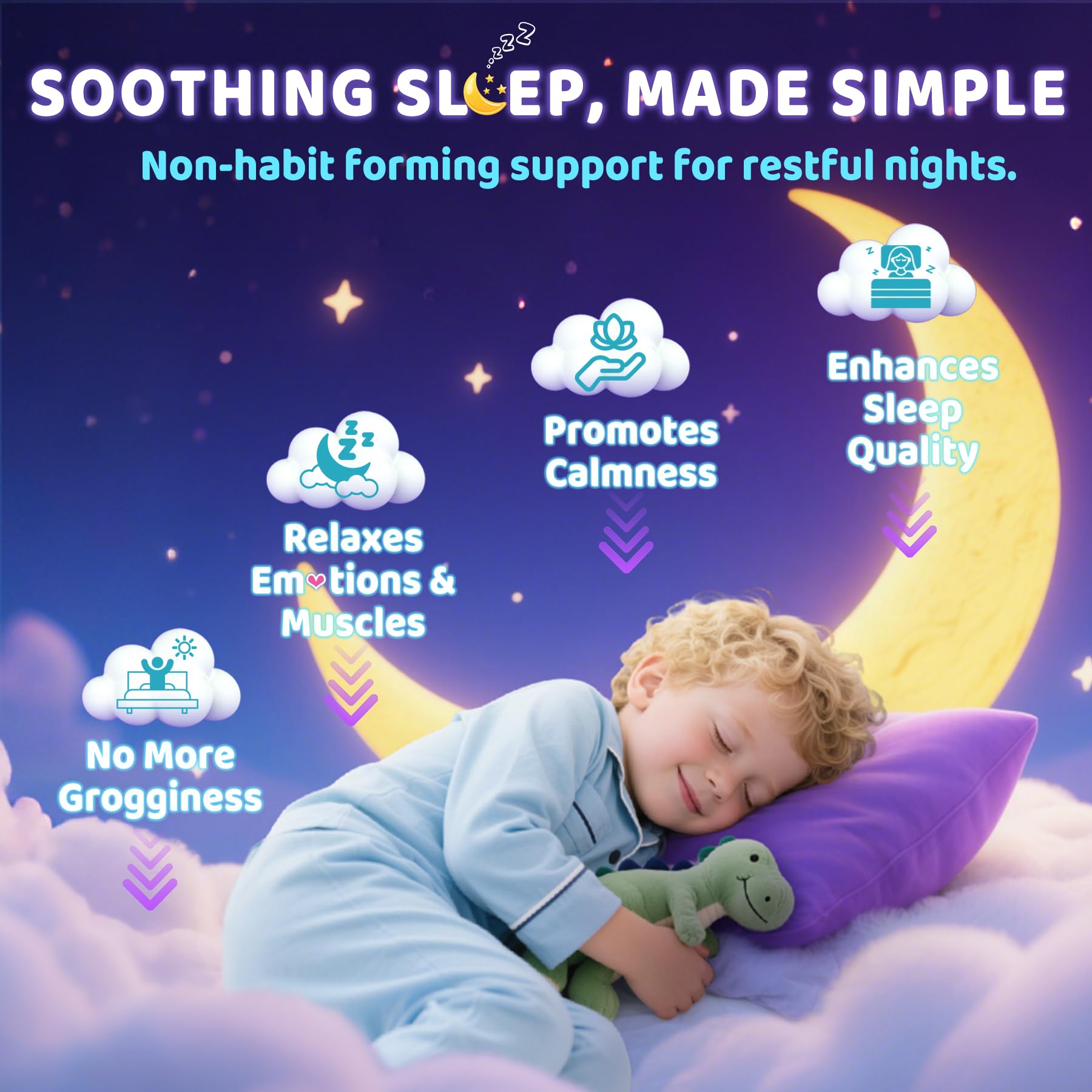 Kids Sleep Gummies, NO Melatonin Sleep Aid Gummies w/ Magnesium Glycinate, Magnesium Malate, L-Theanine, Lavender, B6, Zinc, D3K2 for Restful Sleep, Relax Brain & Muscle, Immune Support, Non-GMO 1Pack ELLAMENTZBuy Supplements Australia