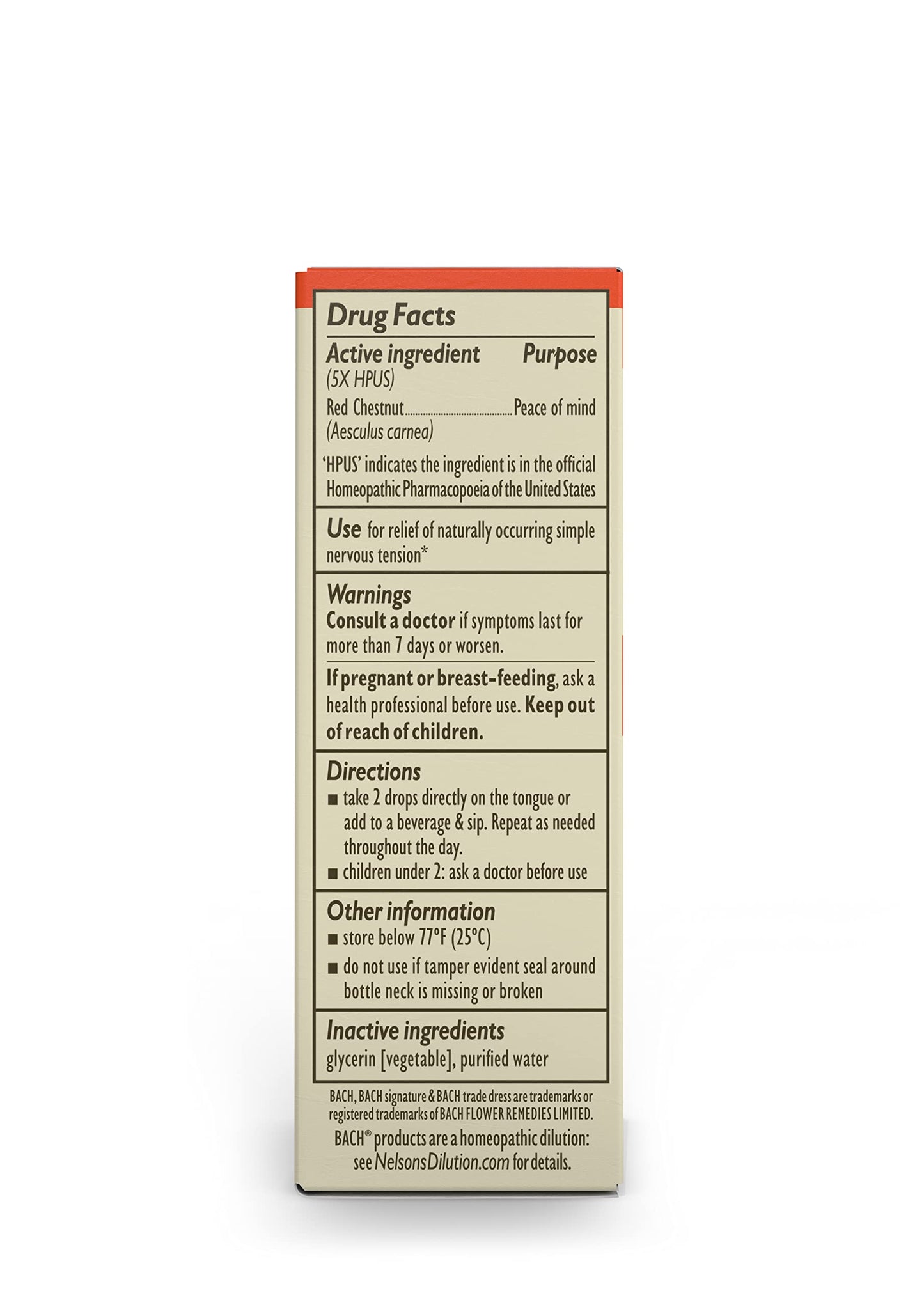 Bach Original Flower Remedies, Red Chestnut for Peace of Mind (Non-Alcohol Formula) BachBuy Supplements Australia