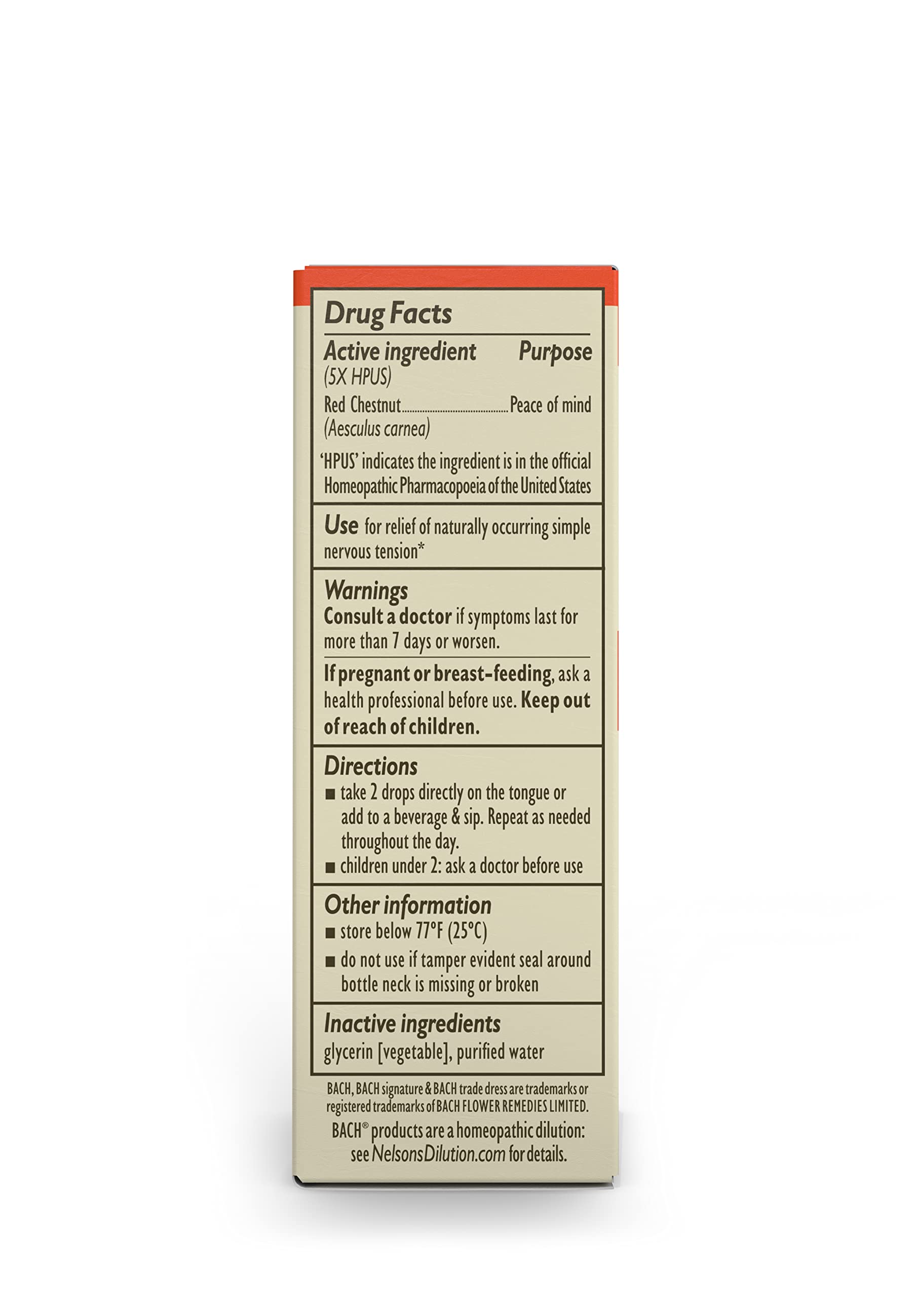 Bach Original Flower Remedies, Red Chestnut for Peace of Mind (Non-Alcohol Formula) BachBuy Supplements Australia
