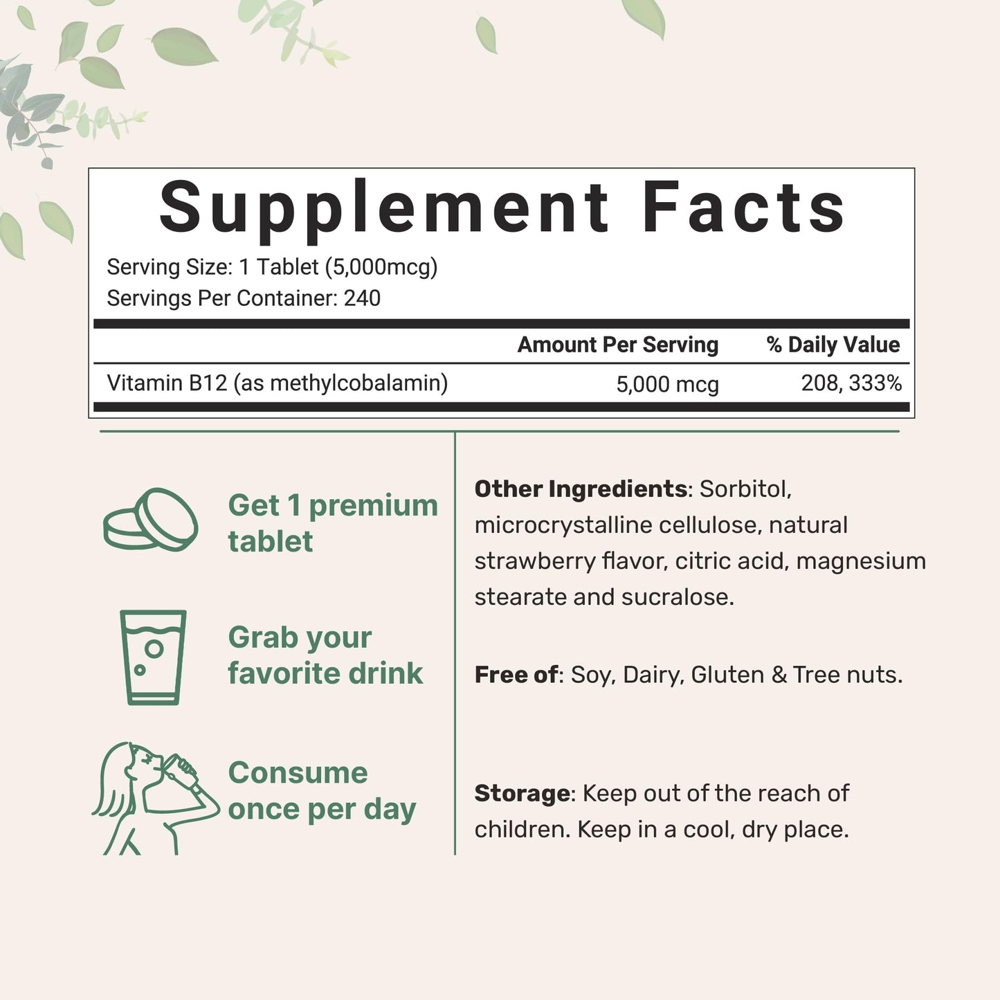 Micro Ingredients Vitamin B12 5000mcg | Methyl B12 Active Form – 240 Chewable Micro IngredientsBuy Supplements Australia