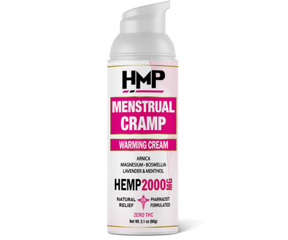 HMP BRANDS Menstrual Cramp Hemp Cream 2000MG with Menthol, Easy to Use, Natural Formula Made in USA 2.1oz HMP BRANDSBuy Supplements Australia