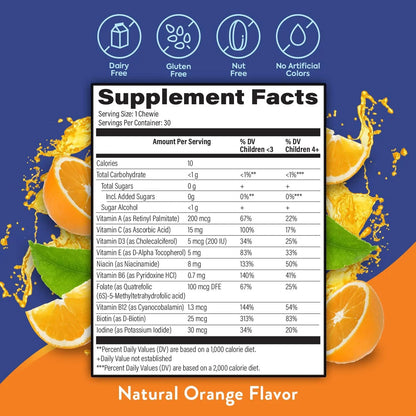 OmegaVia Sugar Free Kids Multivitamin Chewies - Daily Chewable Gummy Vitamins for Kids 3+ OmegaVia