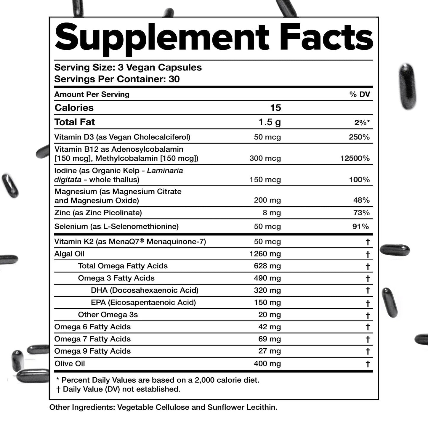 Complement Essential Vegan Multivitamin for Men & Women (30 Servings, 90 Capsules) with Omega-3 DHA & EPA, B12, Vitamin D3 & K2, Zinc, Selenium ComplementBuy Supplements Australia
