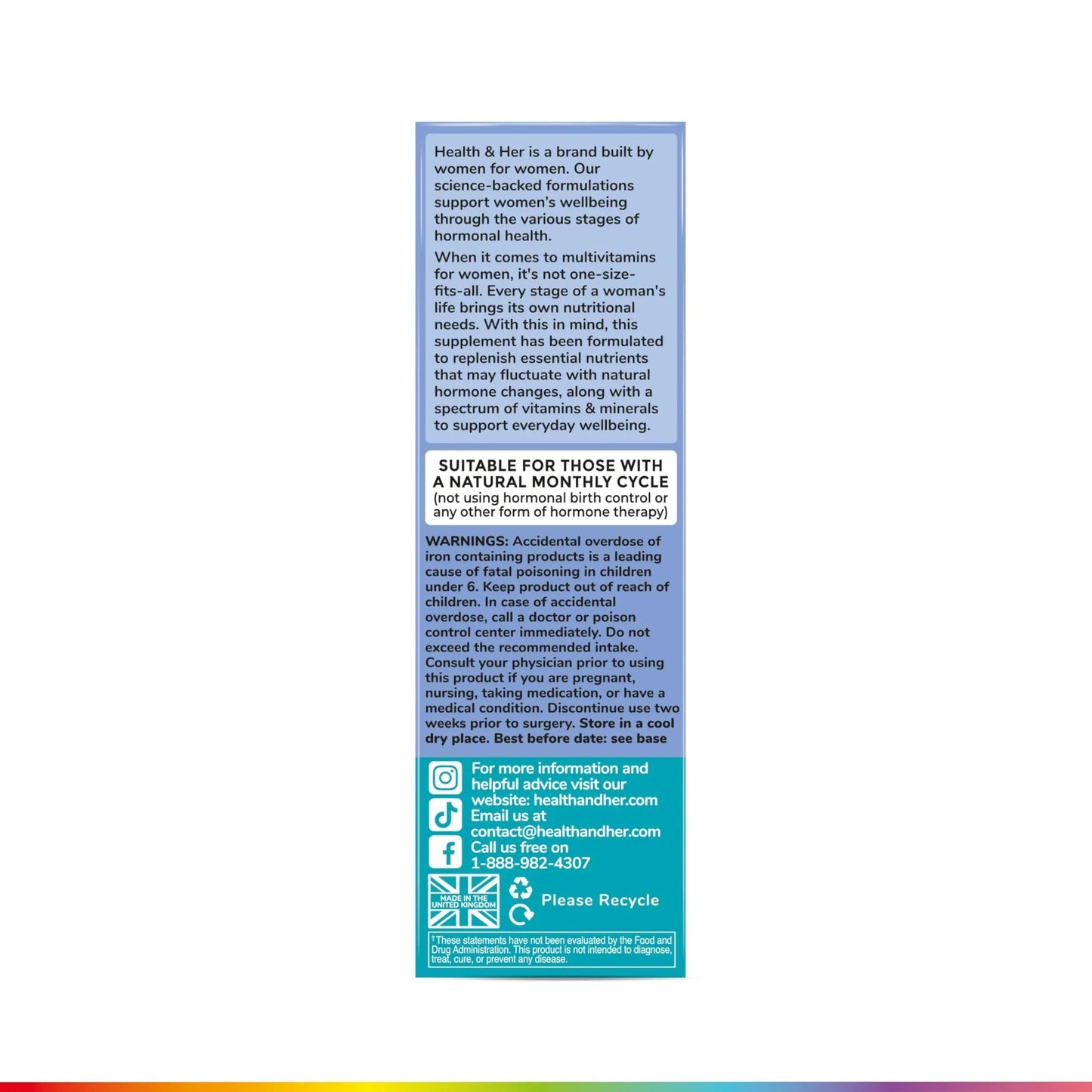 Health & Her Multivitamin for Women with Monthly Natural Cycles - Supplements for Women - Nutrition and Wellbeing Support for Menstrual Cycle Health and HerBuy Supplements Australia