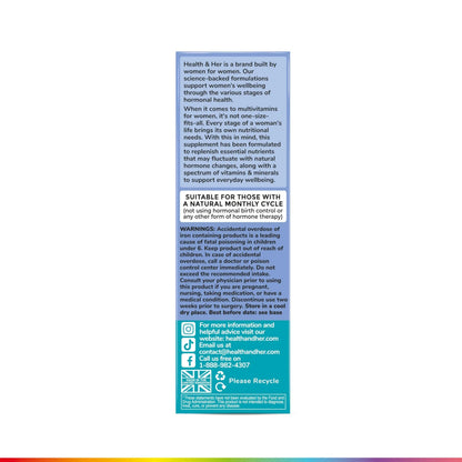 Health & Her Multivitamin for Women with Monthly Natural Cycles - Supplements for Women - Nutrition and Wellbeing Support for Menstrual Cycle Health and HerBuy Supplements Australia