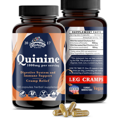 Leg Cramps Support Organic Pills - 1000 mg - Quinine Tablets for Cramp Defense FLORIDA HERBSBuy Supplements Australia