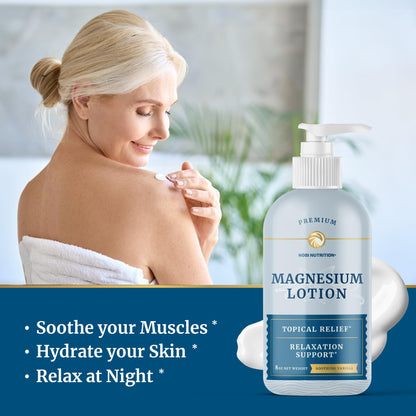 Magnesium Lotion | Relieves Muscle Cramps & Soreness | Relaxation & Calming Support Nobi NutritionBuy Supplements Australia