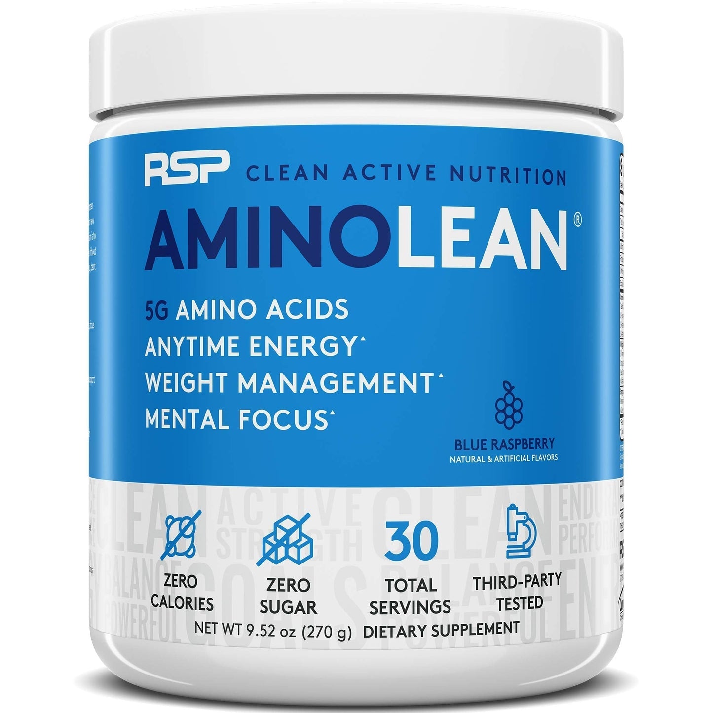 RSP NUTRITION AminoLean Pre Workout Energy (Blue Raspberry 30 Servings) with AminoLean Recovery Post Workout Boost (Tropical Island Punch 30 Servings)