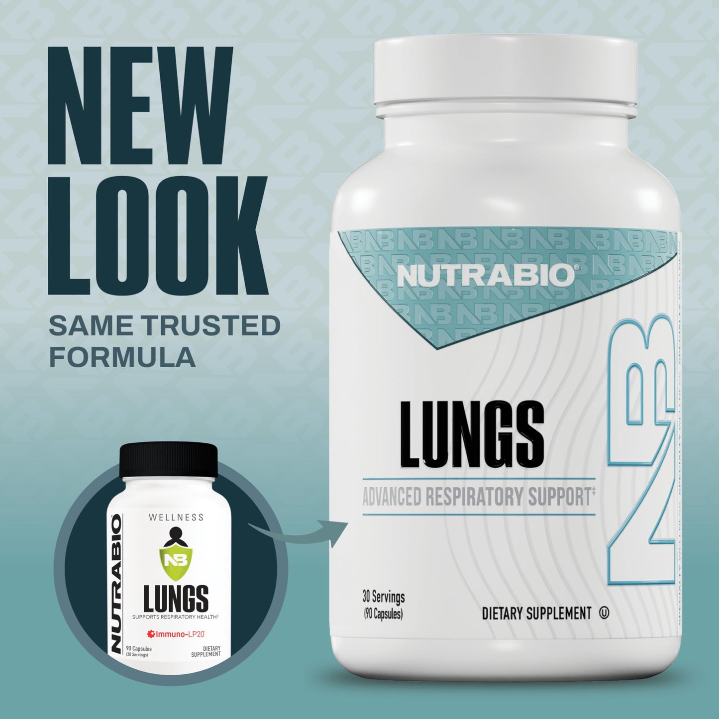 NutraBio Lungs Supplement - Blend of Immuno-LP20 and Natural Extracts to Help Support Respiratory & Immune Health - 90 Capsules NutraBioBuy Supplements Australia