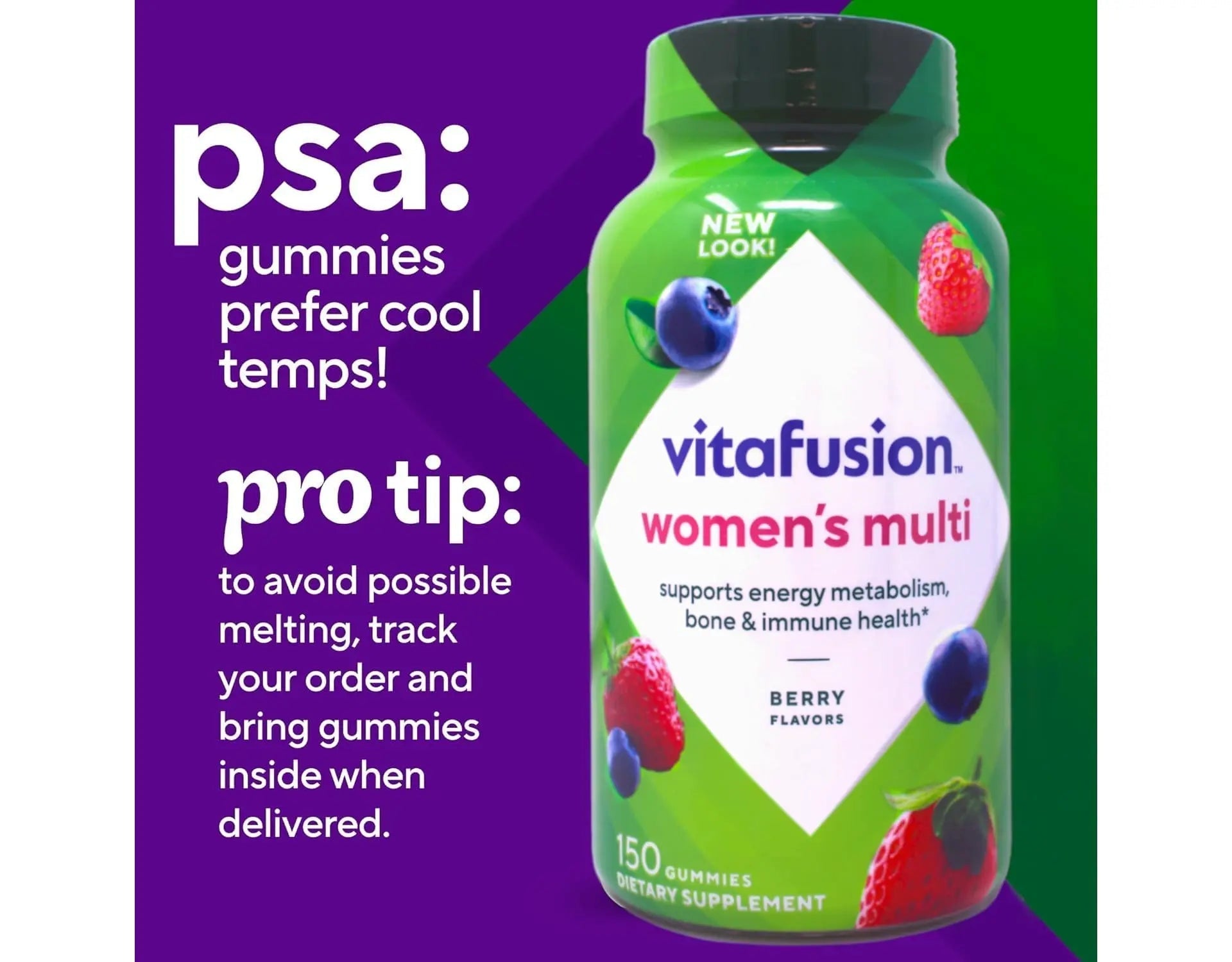 Vitafusion 150 Count with Vitamins A, C, D, E, B-6 and B-12 Womens Multivitamin Gummies, Berry Flavored Daily Vitamins for Women VitafusionBuy Supplements Australia