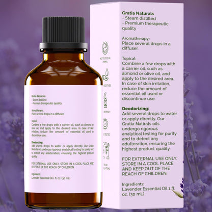 Gratia Naturals Lavender Essential Oil - 100% Pure and Natural … GRATIA NATURALSBuy Supplements Australia