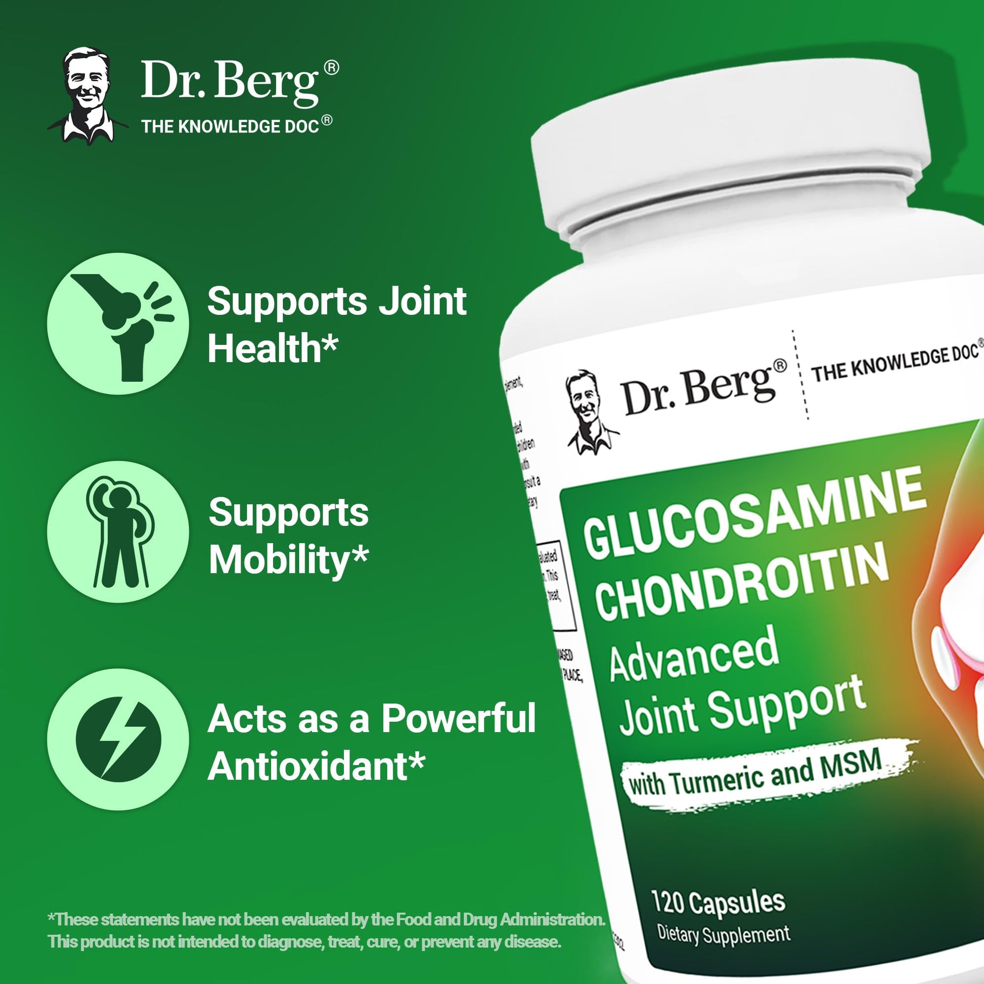 Dr. Berg Glucosamine Chondroitin MSM Turmeric & Boswellia - Advanced Joint Support Supplement with 1500 mg Glucosamine Sulfate - Includes 120 Capsules Dr. Berg NutritionalsBuy Supplements Australia