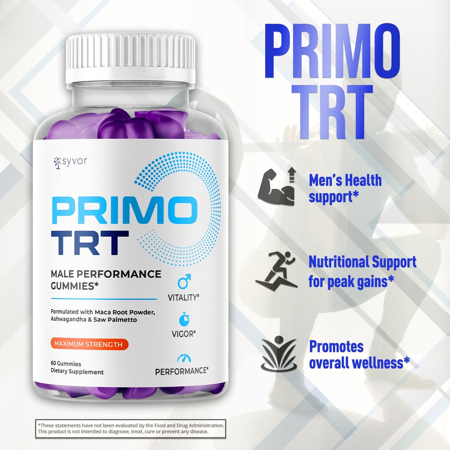 (2 Pack) Primo TRT Gummies for Men, Official Primo TRT Male Performance Gummys with Maximum Strength Ingredients, Advanced PrimoTRT Male Health Support Supplement with Premium Vitamins (120 Gummies) S.O LabsBuy Supplements Australia