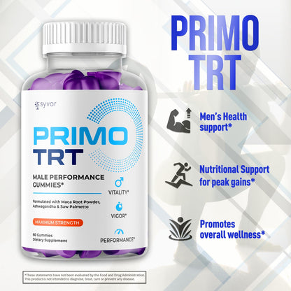 (2 Pack) Primo TRT Gummies for Men, Official Primo TRT Male Performance Gummys with Maximum Strength Ingredients, Advanced PrimoTRT Male Health Support Supplement with Premium Vitamins (120 Gummies) S.O LabsBuy Supplements Australia