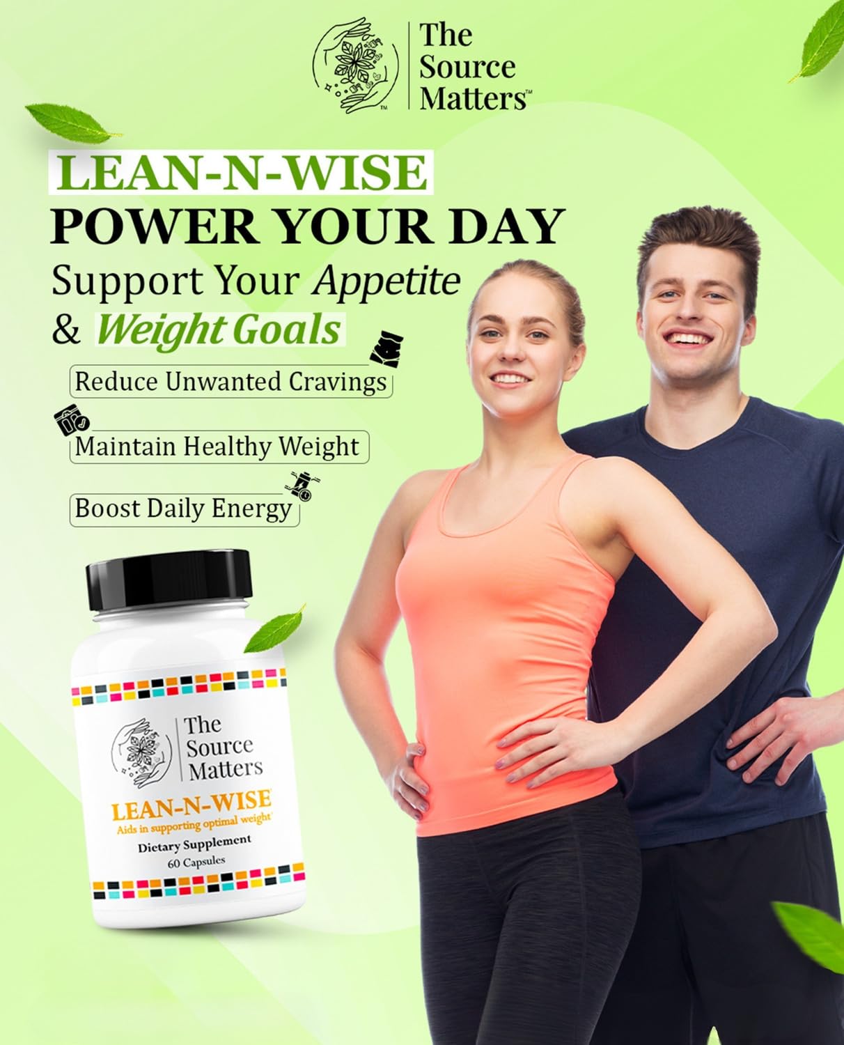 Lean-N-Wise Digestion & Energy Support with Green Coffee Bean, Hibiscus, Lemon Verbena & Magnesium Citrate | Plant-Based Formula for Daily Wellness (60 Capsules) THE SOURCE MATTERSBuy Supplements Australia