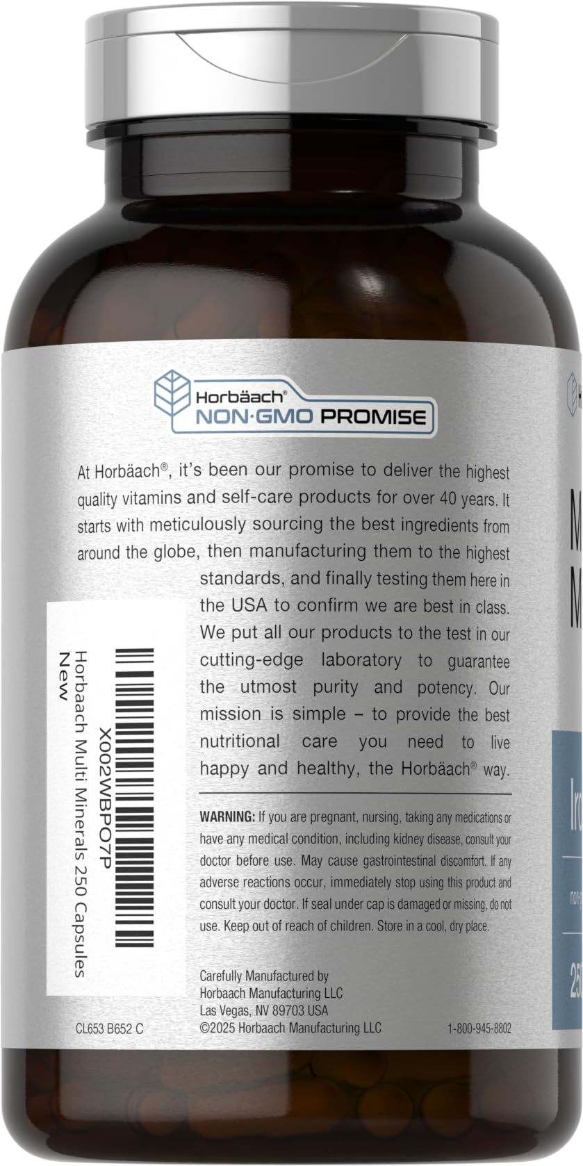 Horbäach Multi Minerals Supplement | 250 Capsules | Iron Free | Daily Mineral Complex for Men and Women | Non-GMO & Gluten Free HorbäachBuy Supplements Australia