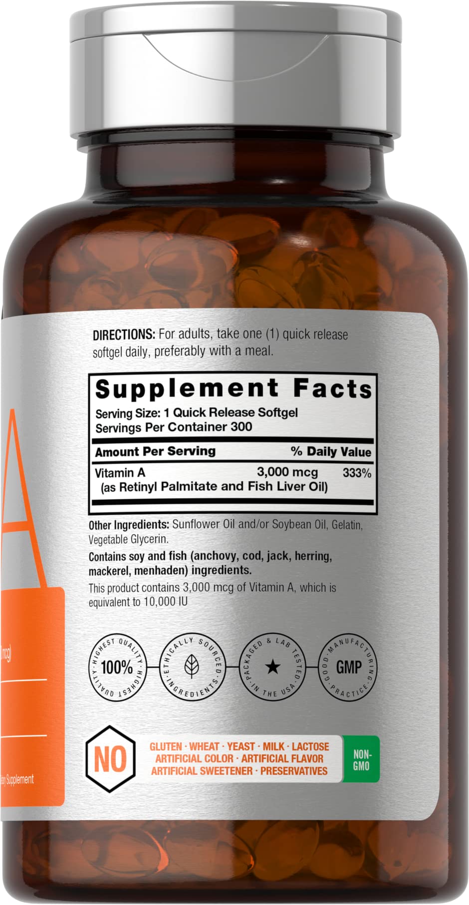 Vitamin A 10000 IU Softgels | 300 Count | Non-GMO, Gluten Free Supplement | by Horbaach HorbäachBuy Supplements Australia