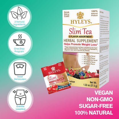 Hyleys Slim Tea 5 Flavor Assortment - Weight Loss Herbal Supplement Cleanse Hyleys TeaBuy Supplements Australia