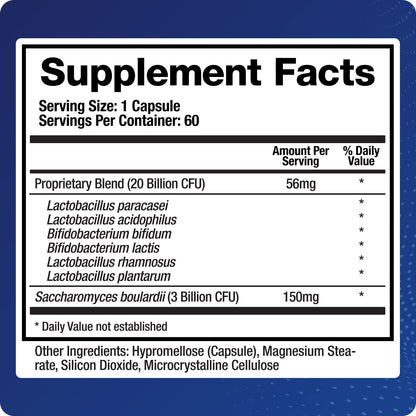 BioMatrix Saccharomyces boulardii Probiotic Supplement w/L. paracasei, L. rhamnosus, Bifidobacterium, Acidophilus – Prebiotic Complement – Temp-Stable, 30-60 Day Supply BioMatrixBuy Supplements Australia