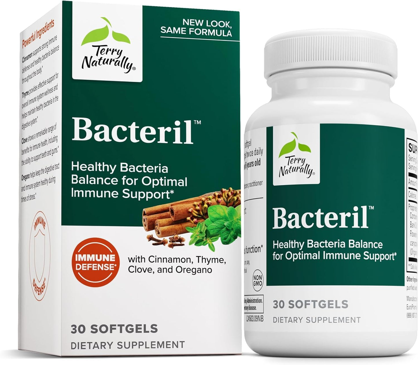 Terry Naturally Bacteril - Intestinal Support Supplement with Clove, Cinnamon, Thyme & Oregano - Immune Support Supplement with Antioxidant Support - Intestinal Support - 30 Softgels Terry NaturallyBuy Supplements Australia