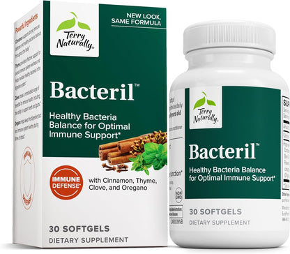 Terry Naturally Bacteril - Intestinal Support Supplement with Clove, Cinnamon, Thyme & Oregano - Immune Support Supplement with Antioxidant Support - Intestinal Support - 30 Softgels Terry NaturallyBuy Supplements Australia