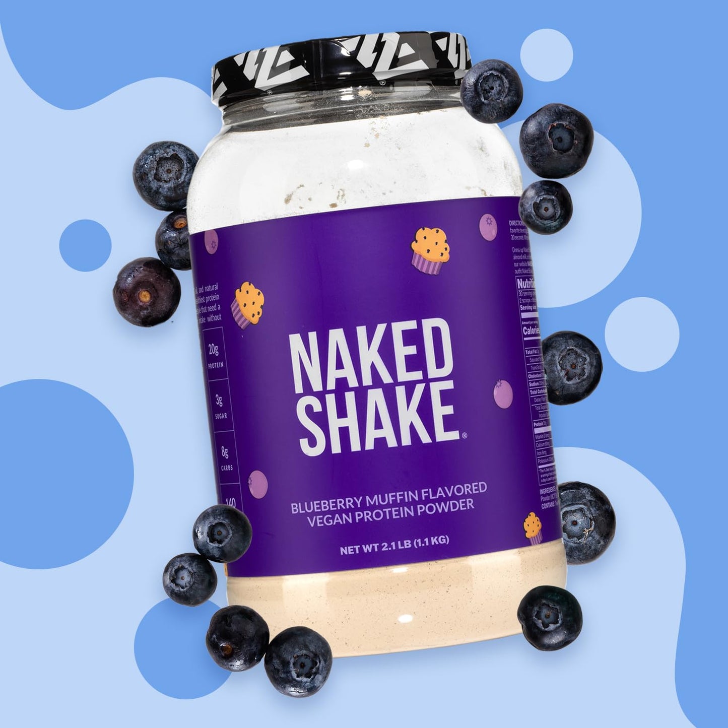 Naked Shake - Blueberry Muffin Protein Powder - Flavored Plant Based Protein Naked NutritionBuy Supplements Australia