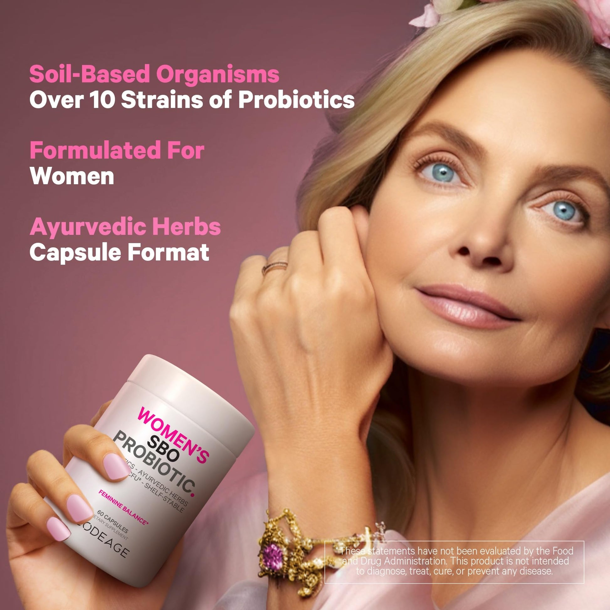 Codeage Women’s Probiotics Supplement - 50 Billion CFUs - SBO Probiotics & Prebiotics - Cranberries - Feminine Health - Fermented Botanical Blend, Whole Food Supplement - Vegan, Non-GMO - 60 Capsules CodeageBuy Supplements Australia