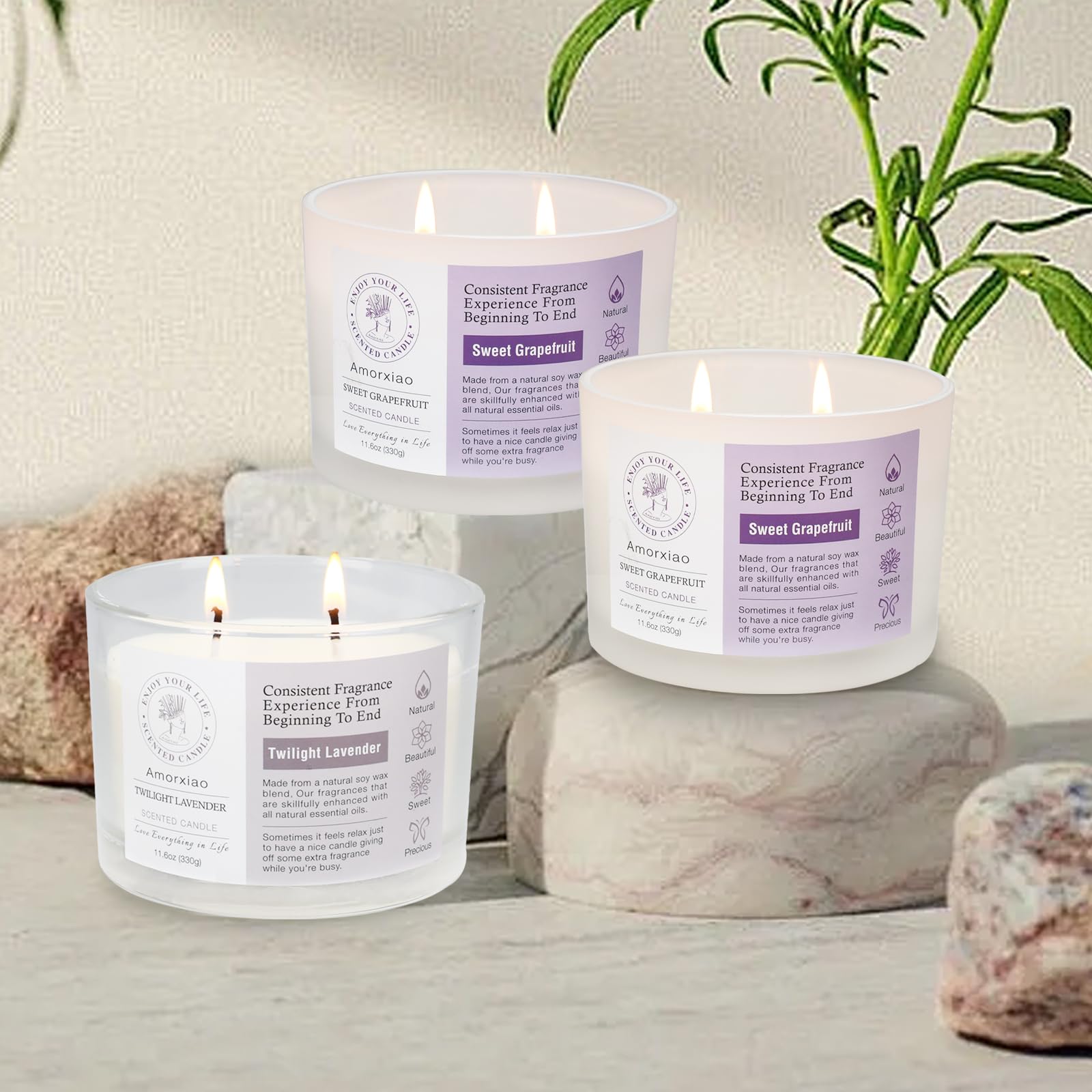 3 Pack Candles for Home Scented, 34.8 oz 240 Hour Long Lasting Candles Set, Grapefruit &Lavender ROSIANSBuy Supplements Australia