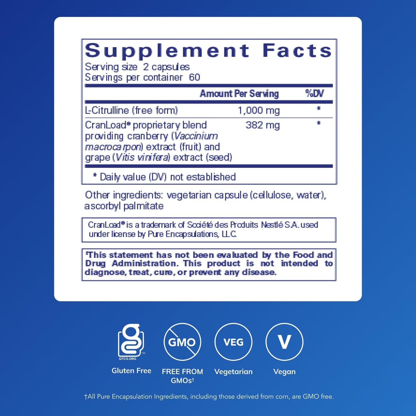 Pure Encapsulations Nitric Oxide Ultra (Capsules) - Supplement Supports Nitric Oxide Production, Healthy Blood Flow & Vascular Health - with L-Citrulline & CranLoad Cranberry Extract - 120 Capsules