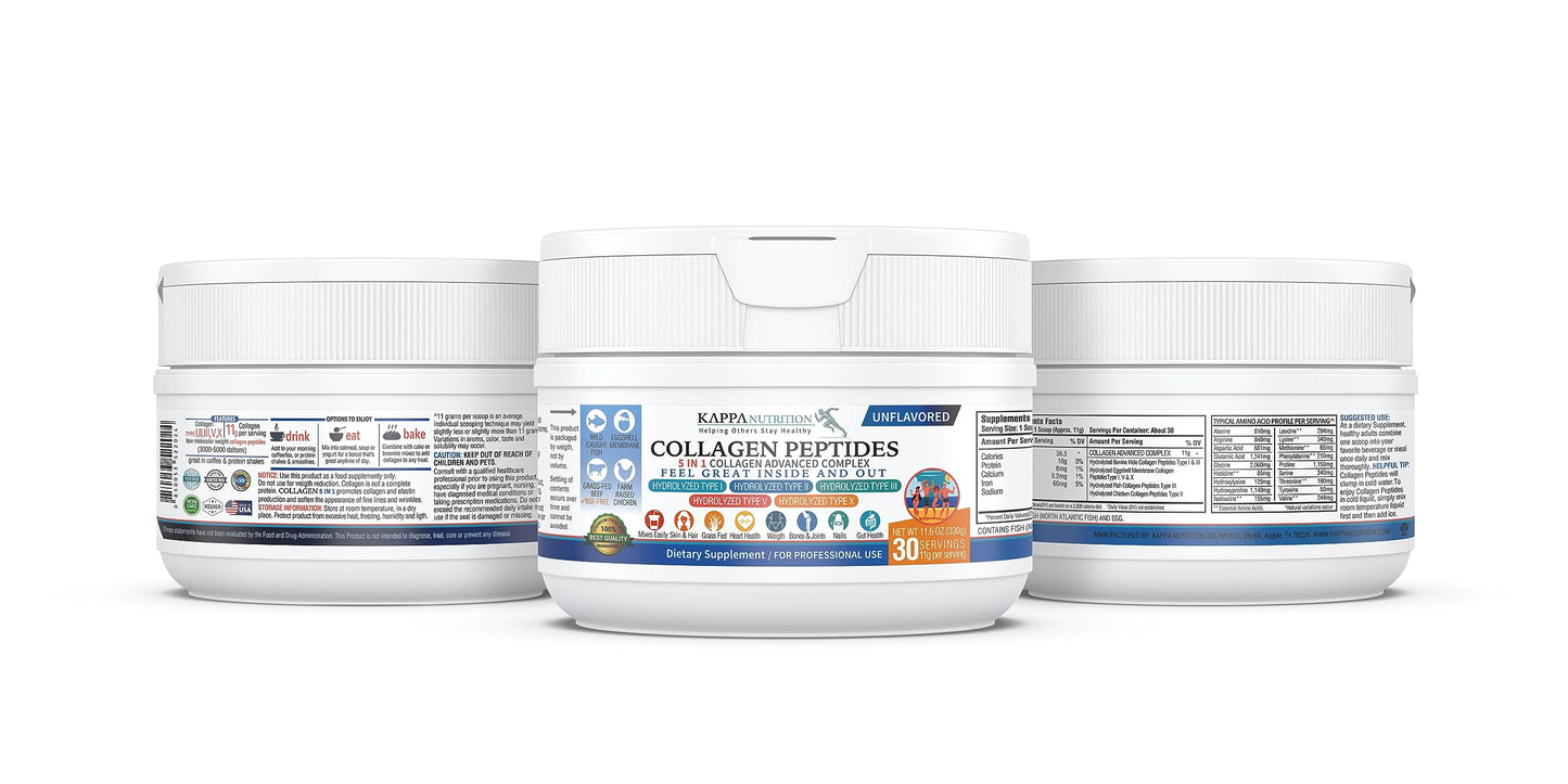 KAPPA NUTRITION Collagen Peptides Powder, 5 in 1 Multi-Collagen Advanced Complex with Hydrolyzed Collagen Peptides, Supports Skin, Hair, Nails, Joints & Bones / 30 Servings KAPPA NUTRITIONBuy Supplements Australia