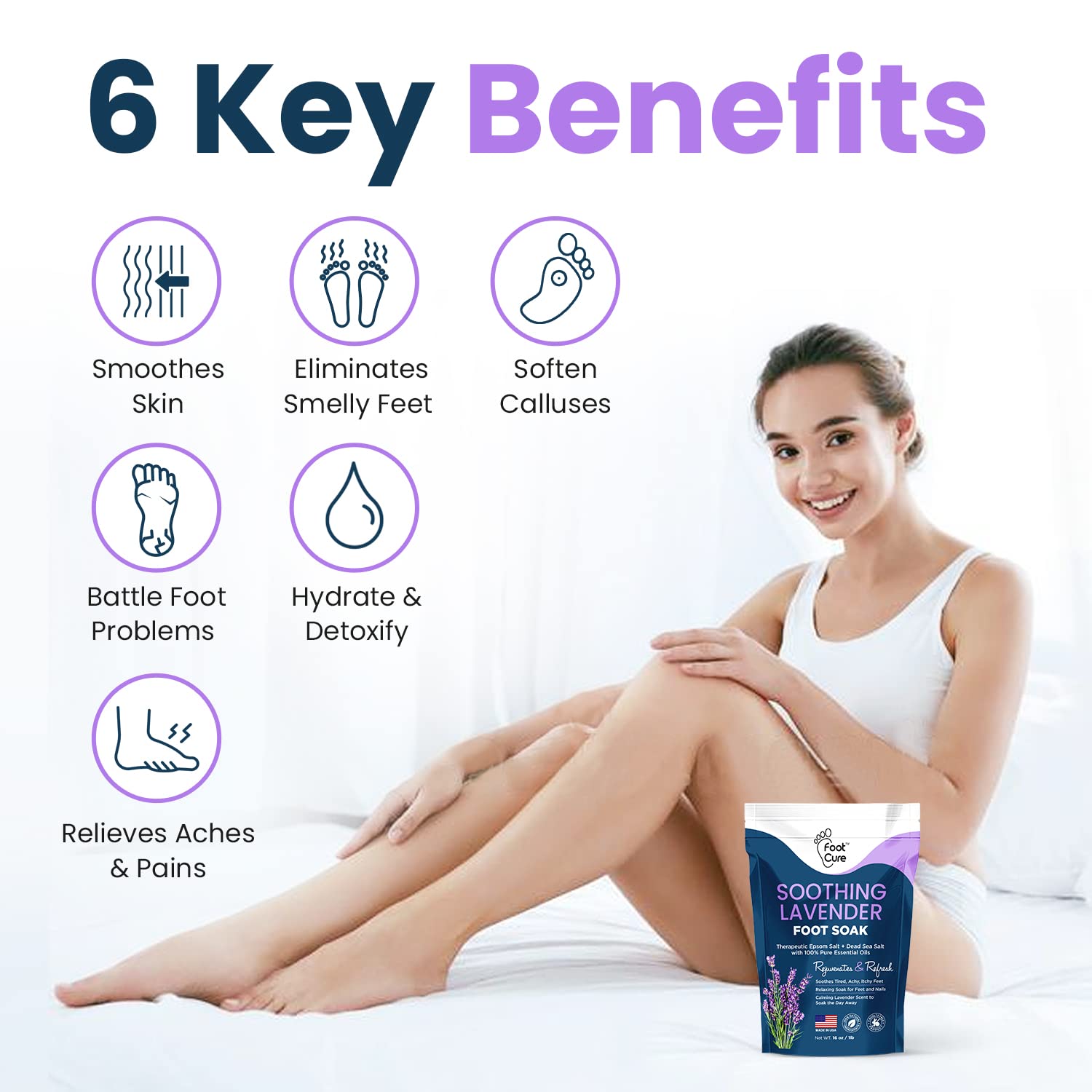 Soothing Lavender Foot Soak with Epsom Salt - Best Toenail Treatment, & Softens Calluses FOOT CUREBuy Supplements Australia