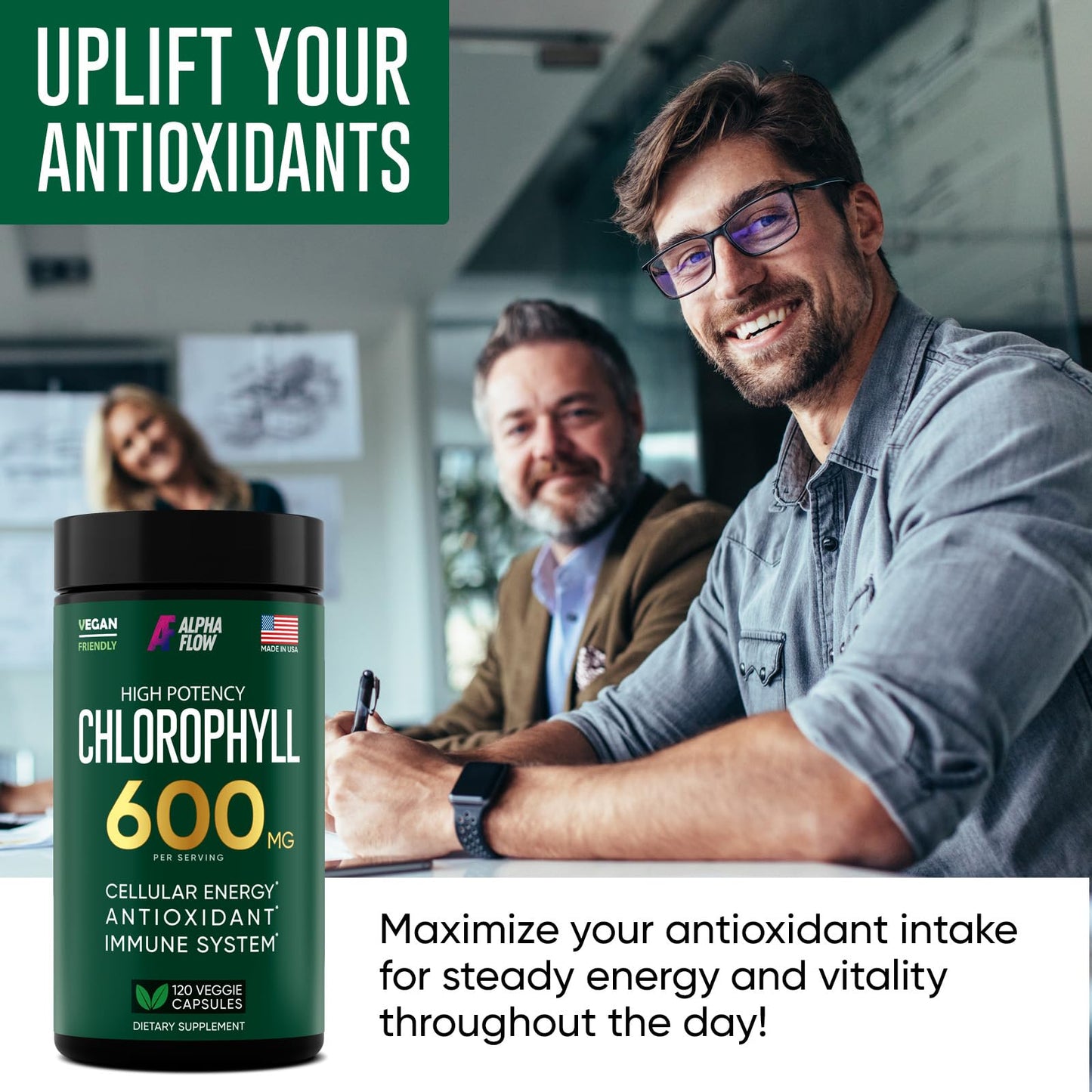 Chlorophyll Capsules 600 mg - Natural Chlorophyll Pills for Women & Men - Highly BioAvailable Alpha FlowBuy Supplements Australia
