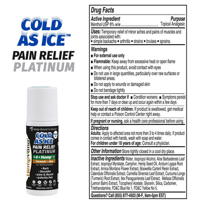 Hempvana Roll On Cold As Ice Platinum Fast Pain Relief for Knees, Neck, Hips, Shoulders, Back + Arthritis Pain Relief w/Hemp Seed Oil, AS SEEN ON TV, Cooling Menthol HempvanaBuy Supplements Australia