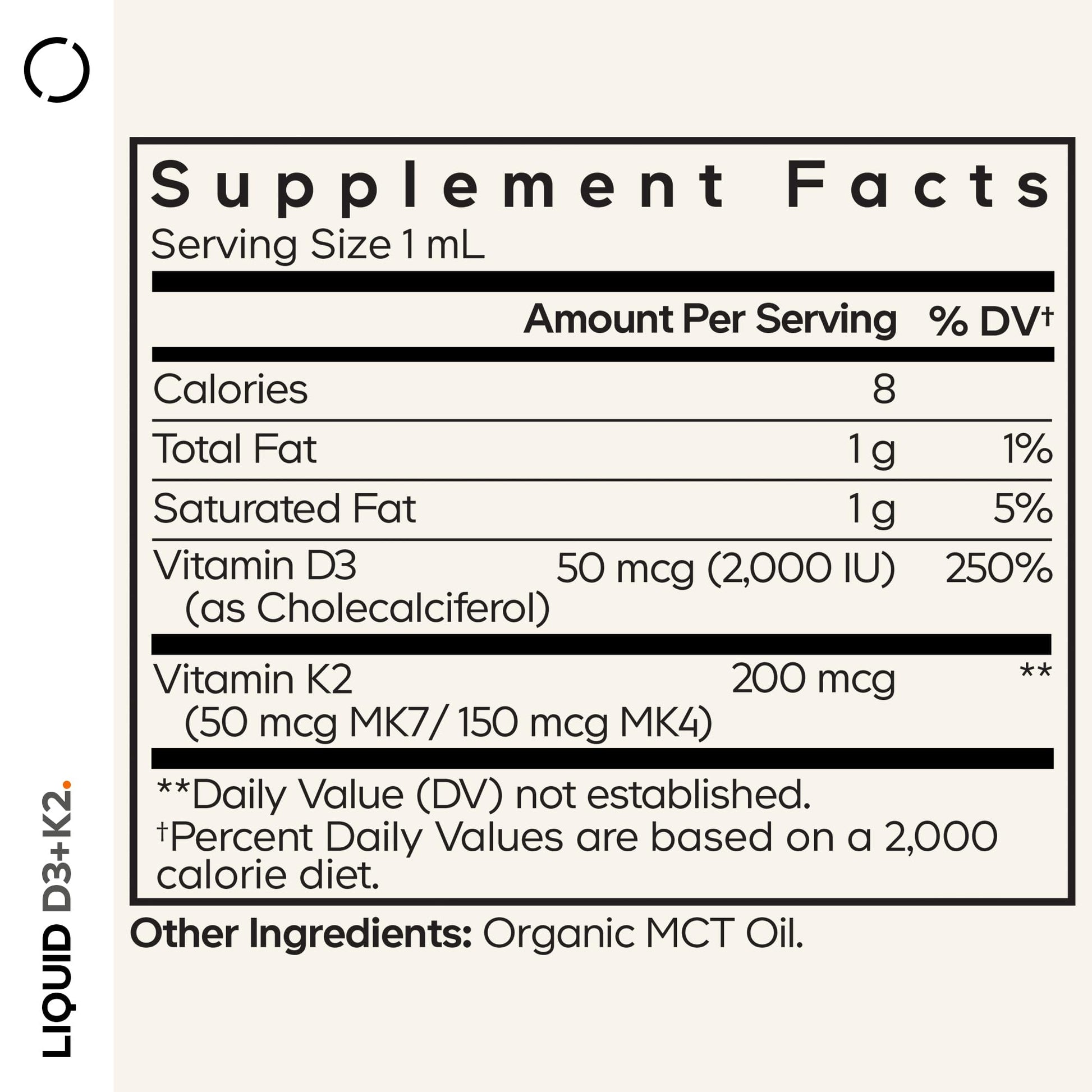 Codeage Liquid D3+K2 Vitamins USDA Organic - Vitamin D3 2000 IU, Vitamin K2 (MK4 & MK7) Liquid Drops - Immune Support - Unflavored - Organic MCT Oil - Non-GMO - 1 fl oz CodeageBuy Supplements Australia