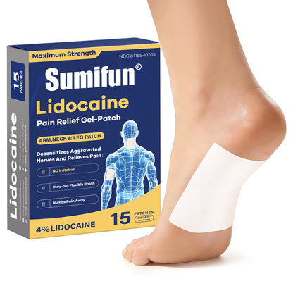 Sumifun Medium Size Lidocaine Patches - Plantar Fasciitis Relief, Foot & Neck & Arm & Small Pain Areas - Maximum OTC Strength - Stays in Place (Small, Count, 15) SumifunBuy Supplements Australia