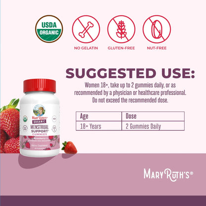 Organic Menstrual Support Gummies by MaryRuth's | for The Relief of Common Symptoms of Premenstrual Syndrome | PMS Support | Premenstrual Mood Support | USDA Organic | Non-GMO | Vegan | 30 Servings MARYRUTH'SBuy Supplements Australia